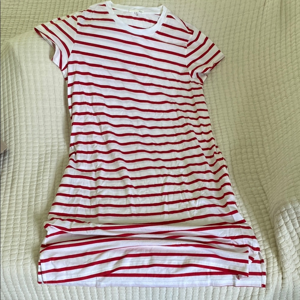 Skin worldwide red and white striped dress NWOT